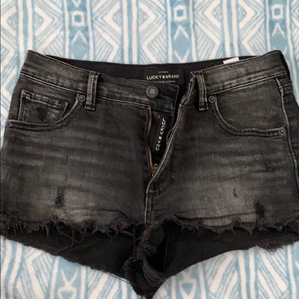 Lucky dark grey distressed shorts